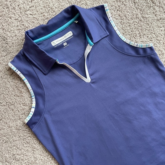 Pebble Beach Dry-Luxe Performance Golf Sleeveless Polo Top Medium Purple White - Picture 7 of 8